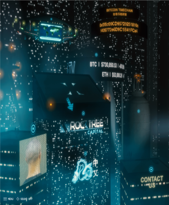 A futuristic cityscape with digital elements